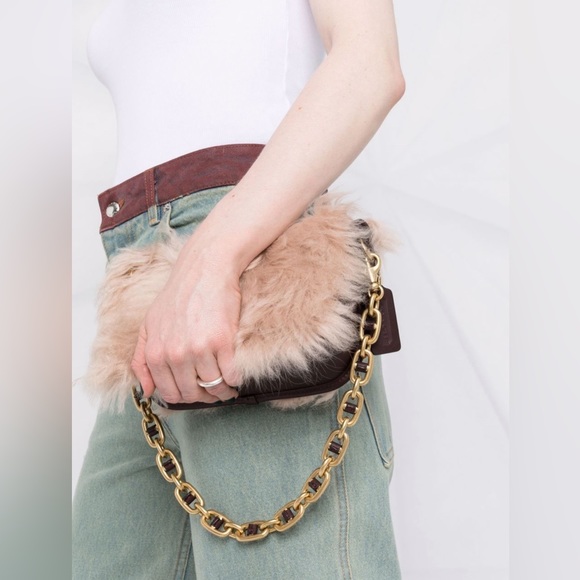 Coach fur leather shoulder bag . New collection no‎ tag . - Picture 1 of 14